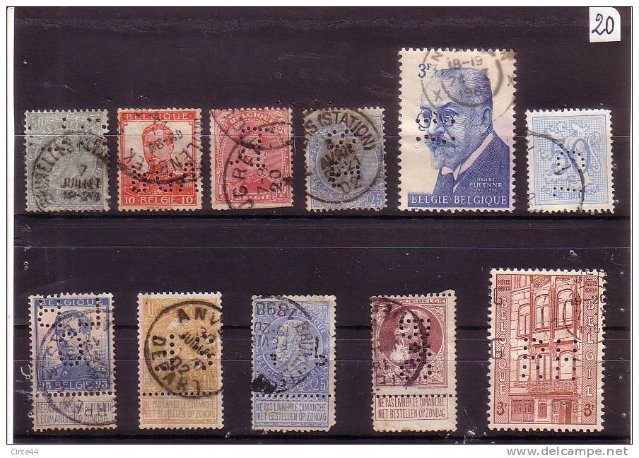 LOT DE  TIMBRES  PERFORES.BELGIQUE. - Ohne Zuordnung