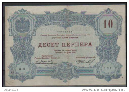 Montenegro Paper Money Bill Of 10 Perper 1914 - Andere - Europa