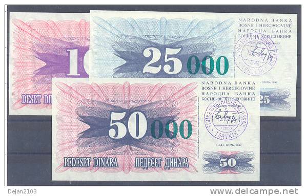 Bosnia And Herzegovina Paper Money Bills GREEN Overprint 1992 UNCIRCULAR ** - Bosnien-Herzegowina