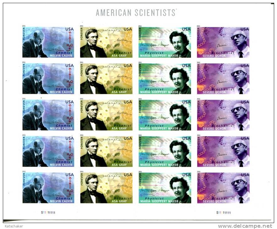 201443967 2011 (XX) POSTFRIS MINT NEVER HINGED  SCOTT 4541 4542 4543 4544 Sheet American Scientists - Neufs