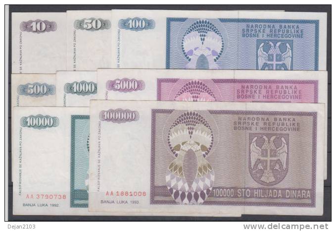 Republika Srpska Bosnia & Herzegovina Paper Money 1992,1993 - Bosnië En Herzegovina
