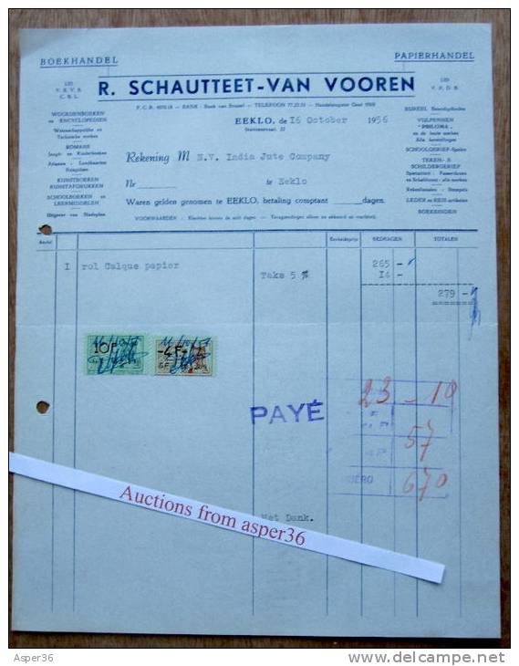 Boekhandel, R. Schautteet-Van Vooren, Stationsstraat, Eeklo 1956 - 1950 - ...