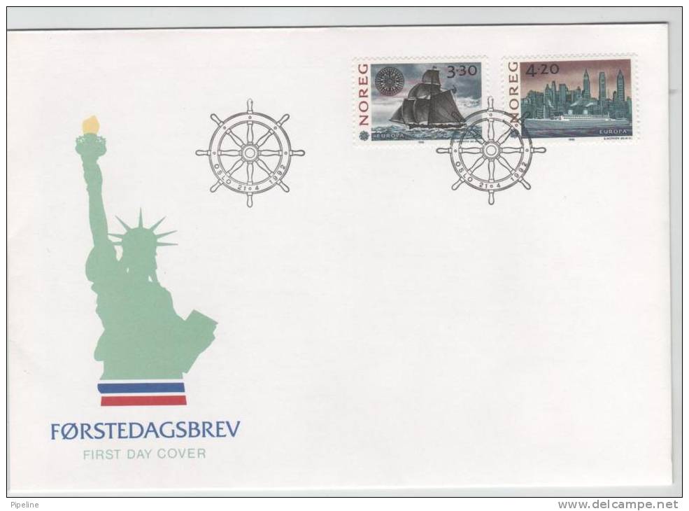 Norway FDC EUROPA CEPT With LIBERTY STATUE Cachet 21-4-1992 - 1992