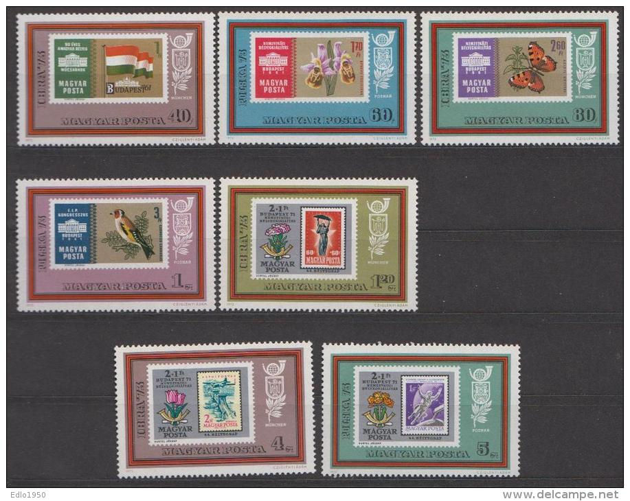 Hungary 1973 Stamp Exhibition, Bird, Flower, Butterflies, Papillon - Incomplete Set - MNH** - Mariposas