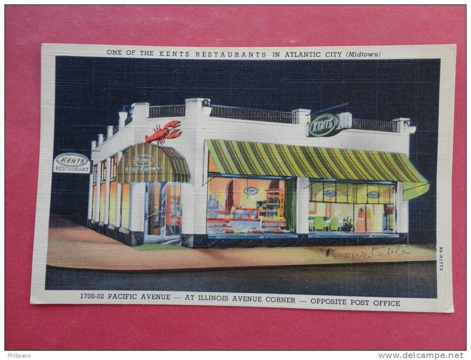 - New Jersey > Atlantic City   Night View Kents Restaurant Linen  ===  = = =ref  778 - Atlantic City