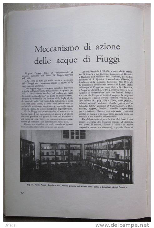 LIBRO FIUGGI E LE SUE ACQUE A CURA DOTT. GIUSEPPE RENGO  ANNO 1961 FROSINONE EDIZIONE IPEM CASSINO