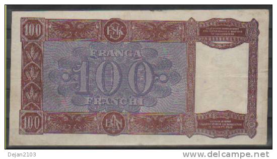 Albania Paper Money Bill Of 100 Franga 1944 - Albanien