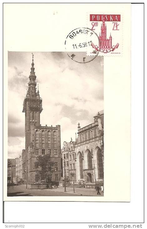 Pologne -Hotel De Ville Cde Dantzig ( CM De 1958 à Voir) - Maximumkarten