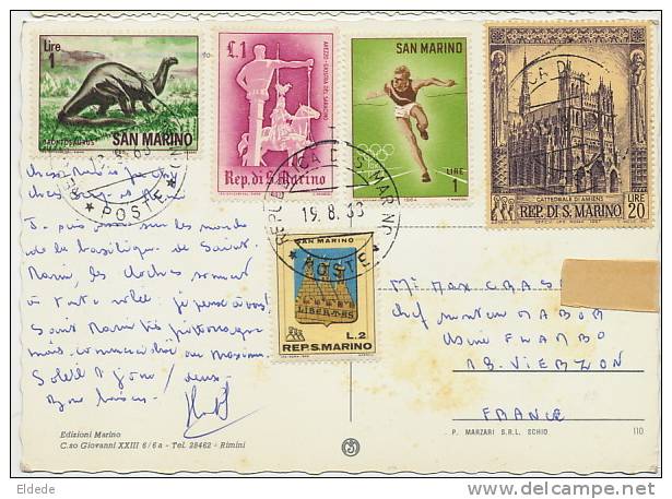 St Marin San Marino 2 Cards  Very Nice Stamps . 2 Cartes Tres Beaux Timbres 1959 Et 1968 - Saint-Marin