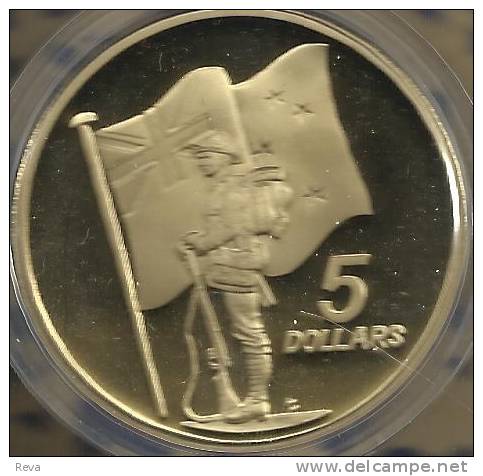 NEW ZEALAND $5 ANZAC 75 YEARS ANNIVERSARY ARMY WAR 1 YEAR TYPE 1990 PROOF NOT RELEASED READ DESCRIPTION CAREFULLY!! - New Zealand