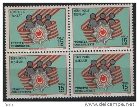 1984 TURKEY TURKISH POLICE ORGANIZATION BLOCK OF 4 MNH ** - Politie En Rijkswacht