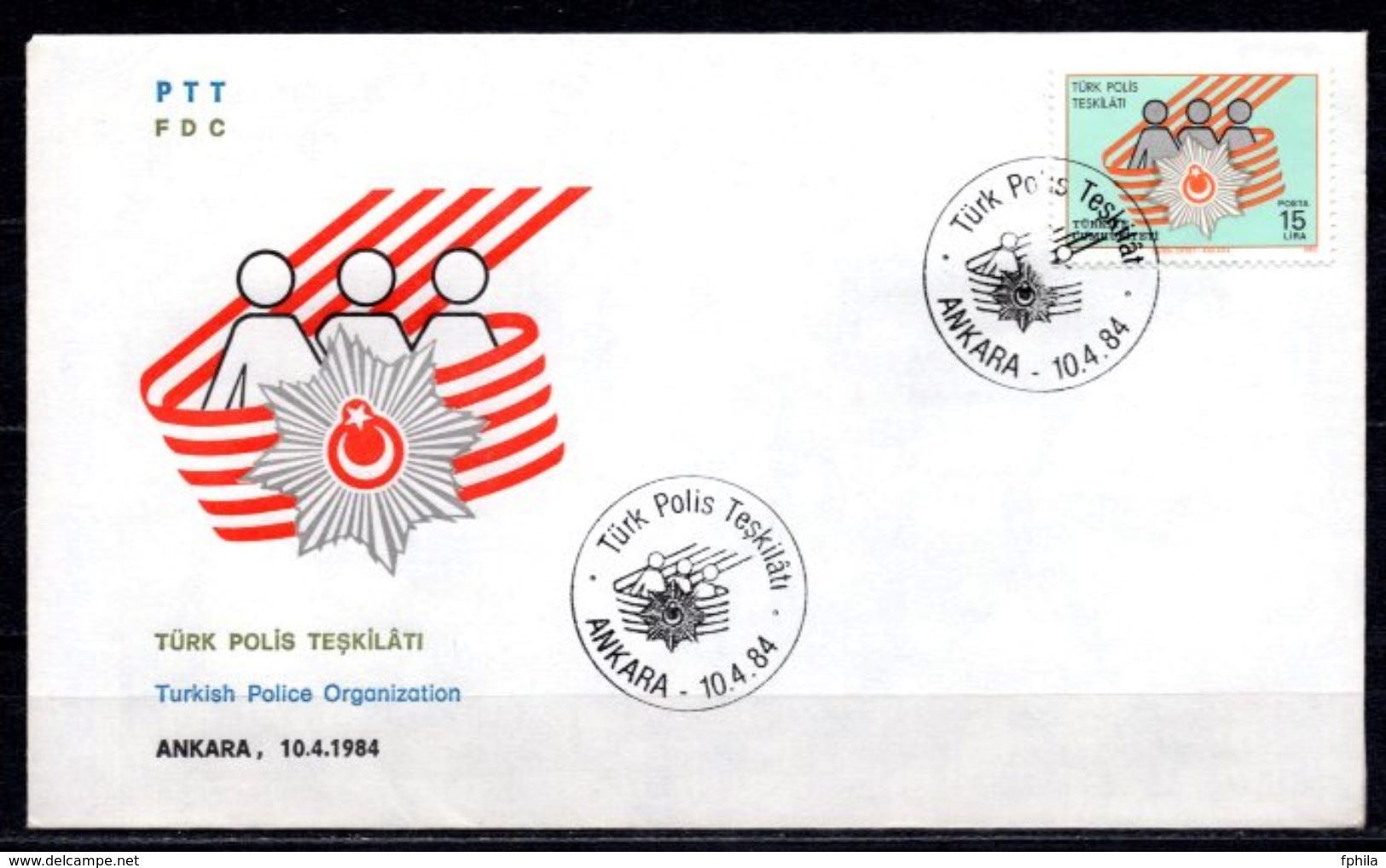 1984 TURKEY TURKISH POLICE ORGANIZATION FDC - Police - Gendarmerie