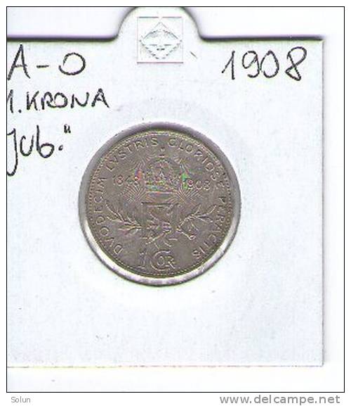 AUSTRIA , 1 KRONE KORONA CORONA 1908 COMMEMORATIVE , FRANZ JOSEPH I - Autriche