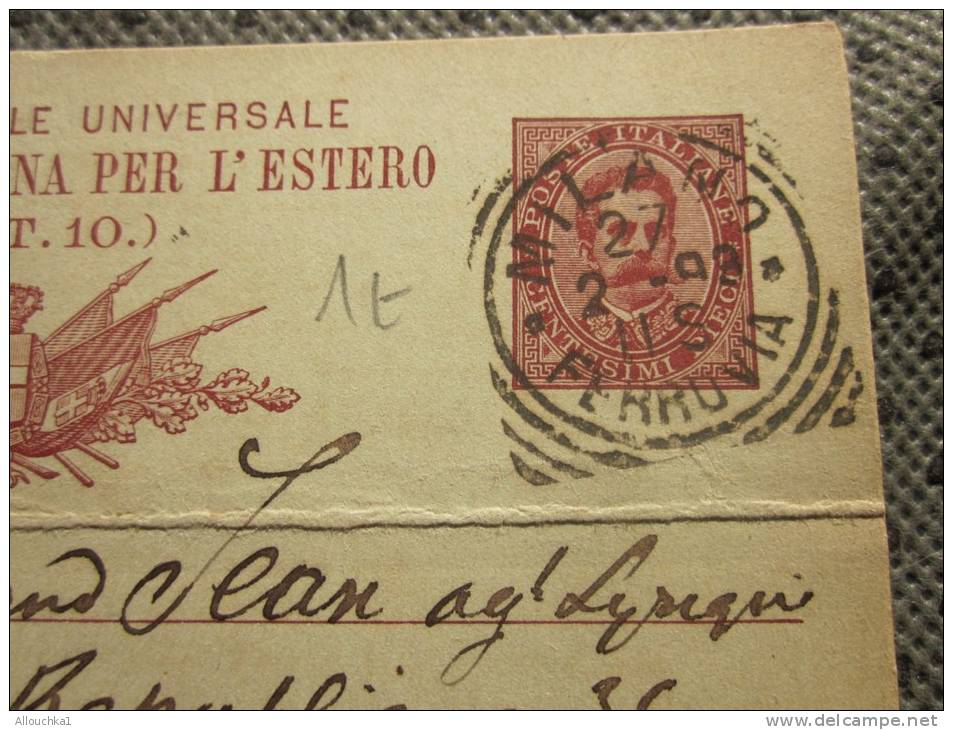 Postale Completo Postale Italia Milano 27 Février 1893 Inserire Data Timbro Dell'ufficio Entier Postal Entiers Postaux - Stamped Stationery