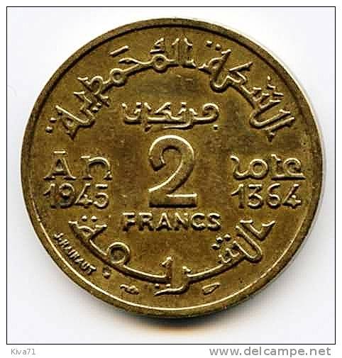 2 Francs "MAROC"  1945 1364 - Marruecos