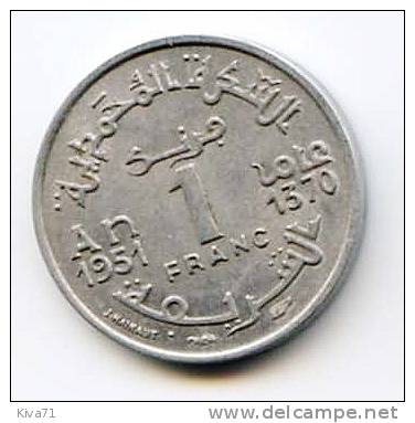 1 Francs "MAROC" Alu 1951  1370 XF - Marruecos