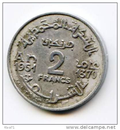 2 Francs "MAROC" Alu 1370  "An 1951" VF / XF - Maroc