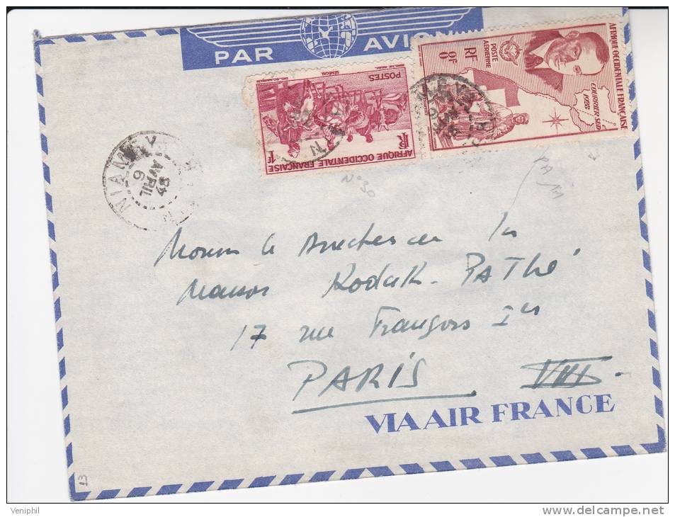 A.O.F. LETTRE AFFRANCHIE N° 30 + P.A. N° 11  POUR PARIS 1948 - Lettres & Documents