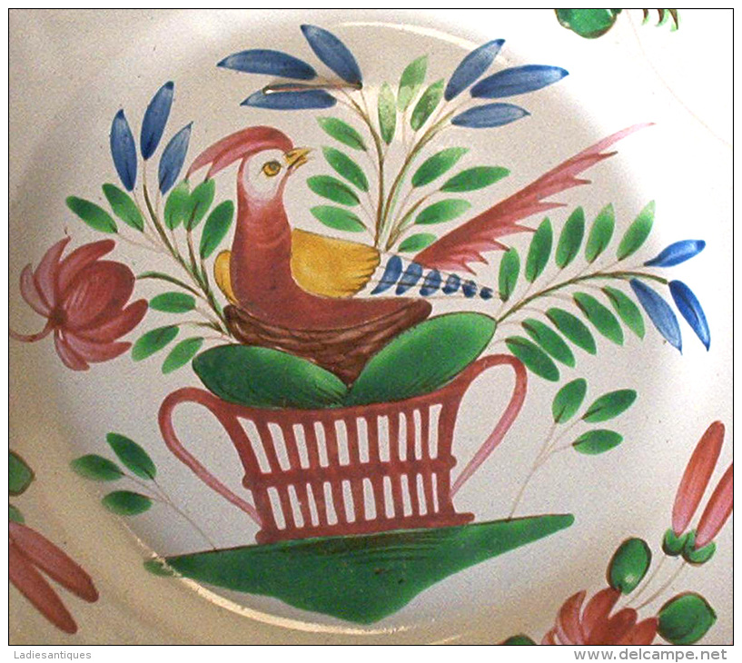 18-19è -  Assiette Oiseau - Bord Met Vogel - Plate With Bird - AS 2132 - Est (FRA)