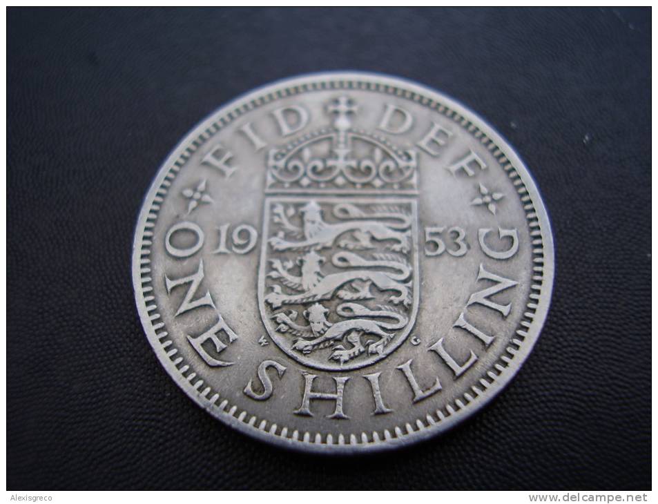 Great Britain 1953 QUEEN ELIZABETH II ONE SHILLING USED COIN As Seen. - Other & Unclassified