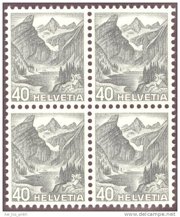 Schweiz 1936 Landschaft Seealpsee 40 Rp. Im Viererblock ** Postfrisch Zu#209y, Mi#305y - Unused Stamps