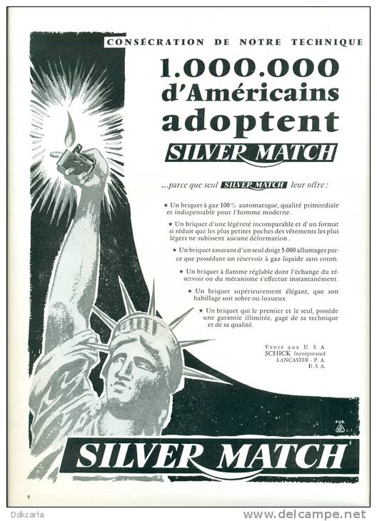 Reclame Uit Oud Magazine 1957 - Silver Match - Briquets à Gaz - Aansteker - Objetos Publicitarios