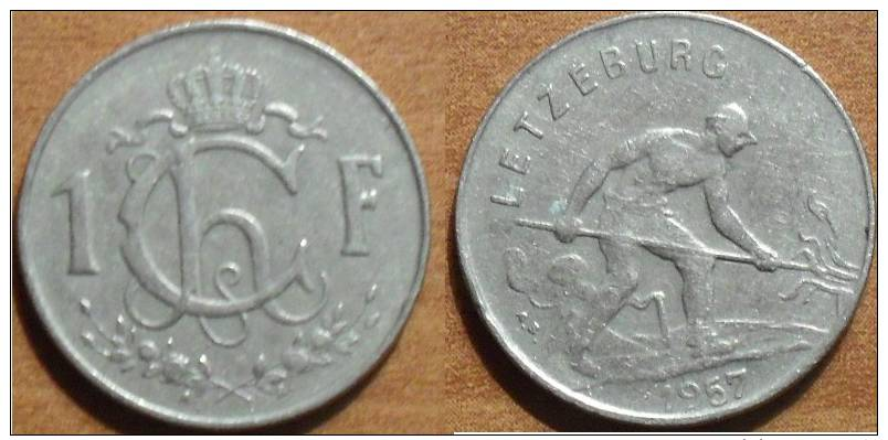 1957 - Luxembourg - 1 FRANC, Charlotte, KM 46.2 - Luxembourg