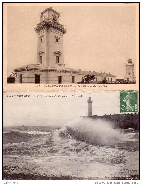 LE TREPORT PHARE JETEE PAR JOUR DE TEMPETE SAINT ADRESSE  LES PHARES DE LA HEVE - Faros