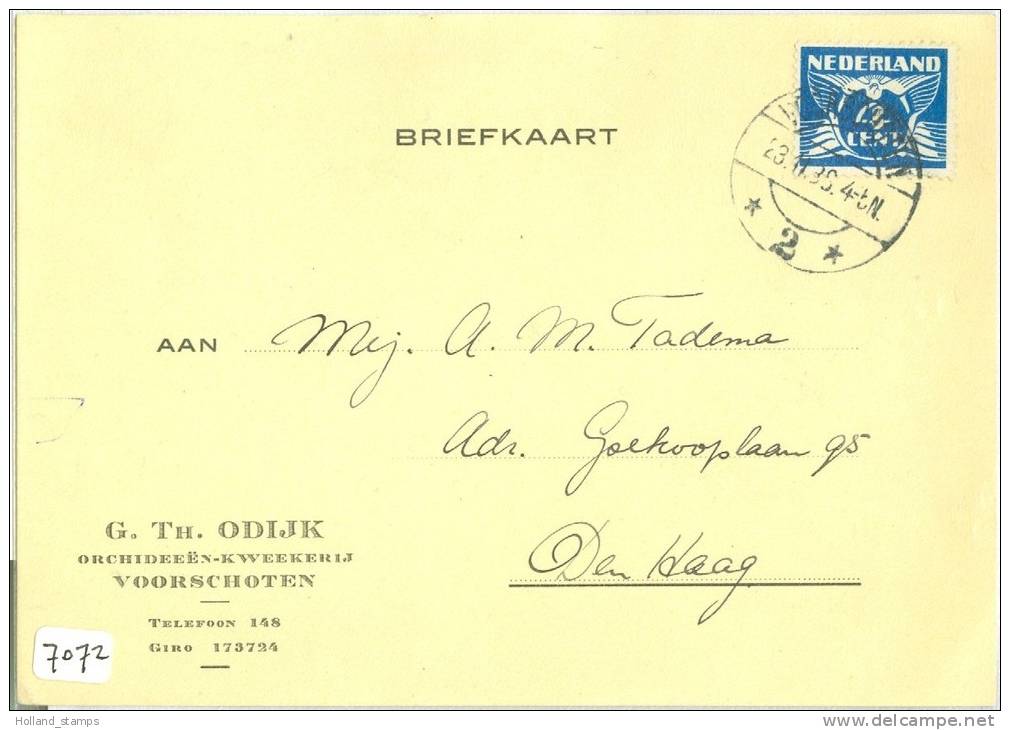 HANDGESCHREVEN BRIEFKAART Uit 1938 Van ORCHIDEEEN KWEKERIJ ODIJK Te VOORSCHOTEN Naar DEN HAAG (7072) - Lettres & Documents