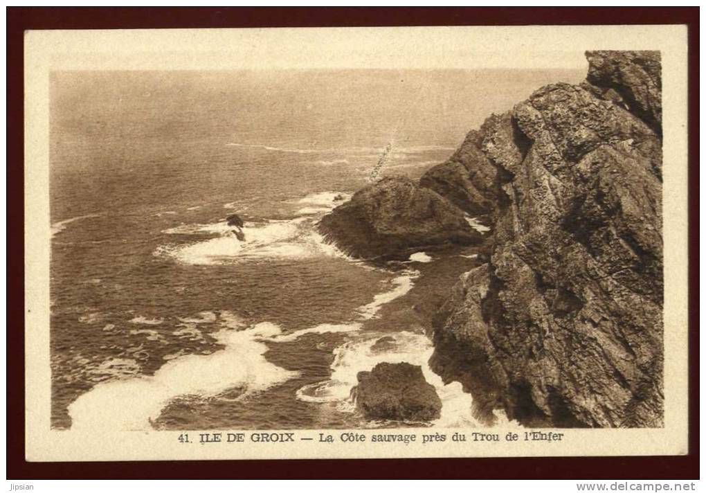 Cpa Du  56  Ile De Groix La Côte Sauvage Près Du Trou De L' Enfer     GUE1 - Groix