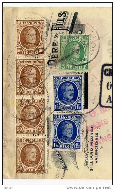 209 + 206 (x2) + 203 (bande De 4) Sur Document  1927 - 1922-1927 Houyoux