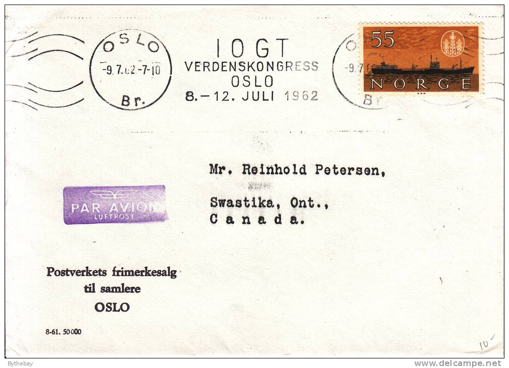 Norway Cover Scott #385 Facit #480 55o Tanker 'Dalfonn' And Oil Drilling Tower - Cartas & Documentos