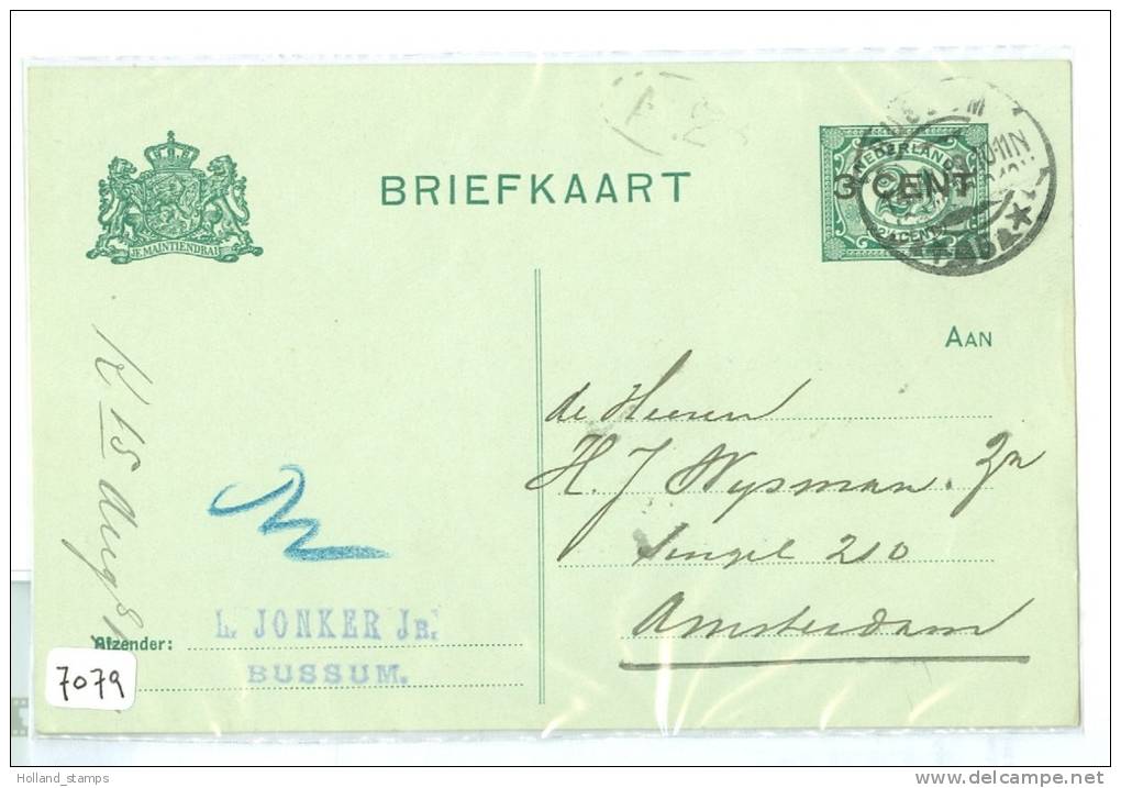 HANDGESCHREVEN BRIEFKAART Uit 1919 * Van BUSSUM Naar AMSTERDAM (7079) - Postal Stationery