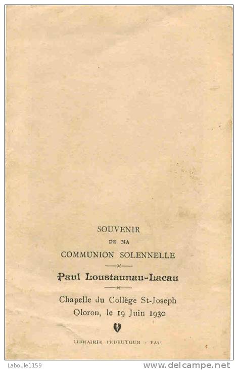 IMAGE PIEUSE Bouasse : " La Contemplation De Jésus ... " Souvenir OLORON Paul LOUSTAUNAU LACAU - Images Religieuses