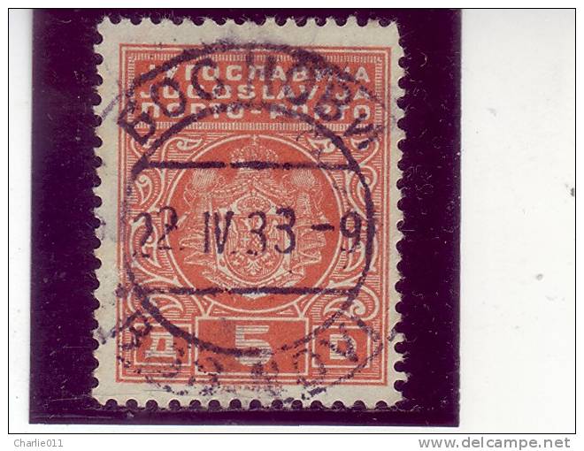 COAT OF ARMS-5 DIN-PORTO-TYPE I-POSTMARK-BOSANSKI NOVI-BOSNIA AND HERZEGOVINA-YUGOSLAVIA-1931 - Timbres-taxe