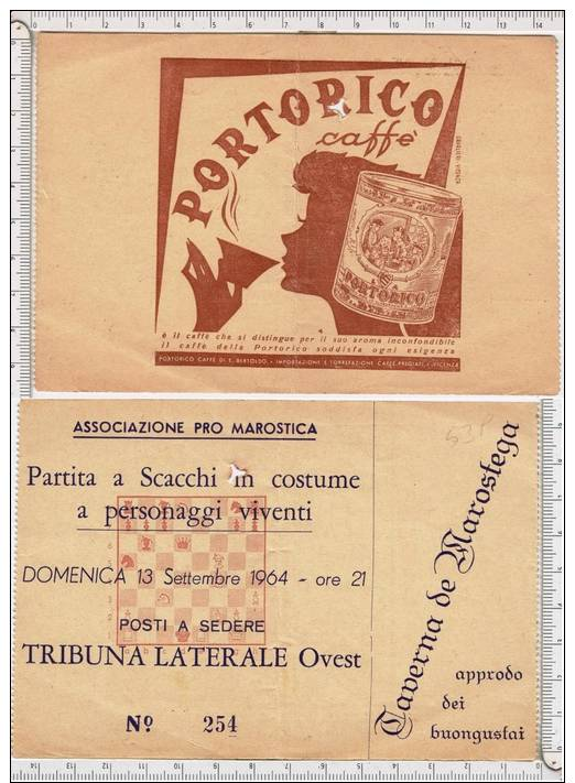 MAROSTICA. Vicenza. Scacchi. Giochi. Caffè. Portorico. Ristoranti. Taverne.  52p - Eintrittskarten