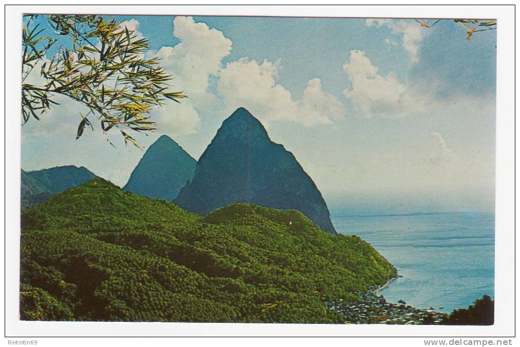 Saint Lucia - Petit Piton With Mule Cart + Bonus 2 Postcards Pitons & Marigot Bay -  Cca. 1960-1970 - Santa Lucia