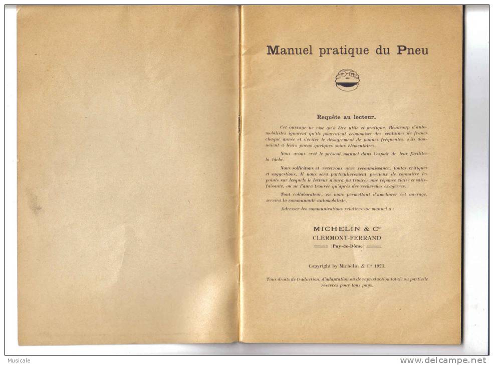 Fascicule MICHELIN  1923 - MANUEL PRATIQUE DU PNEU - Michelin (guides)