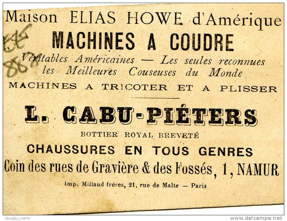 CHROMO .......MACHINES A COUDRE L.CABU-PIETERS   A  NAMUR..... - Autres & Non Classés