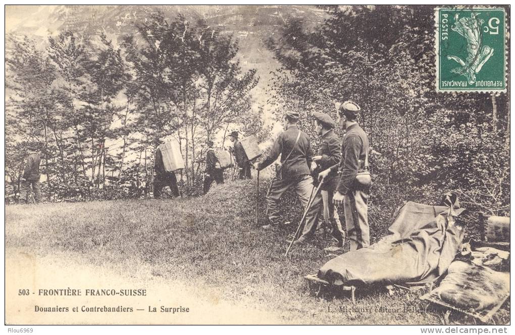 CARTES POSTALES      FRONTIERE FRANCO SUISSE    CONTREBANDIERS EN MARCHE........ - Autres & Non Classés