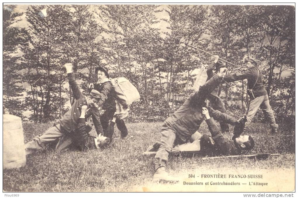 CARTES POSTALES      FRONTIERE FRANCO SUISSE    CONTREBANDIERS EN MARCHE........ - Autres & Non Classés