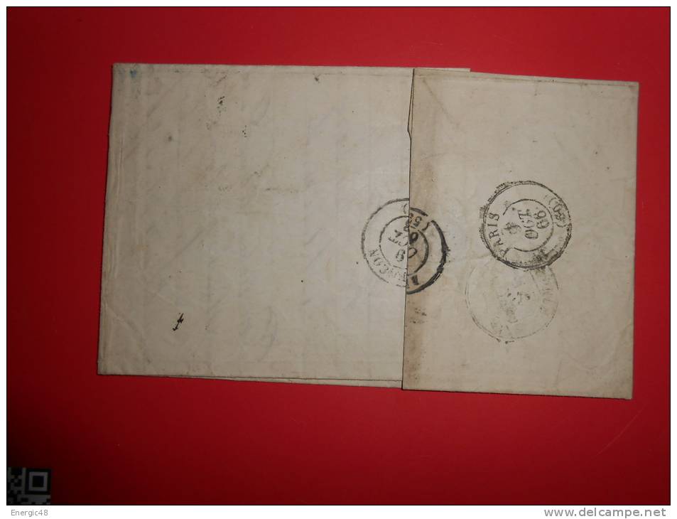 C39lettre De  Rouen Poste Restante Pour Alencon,par Paris,,VERSO - 1862 Napoleon III