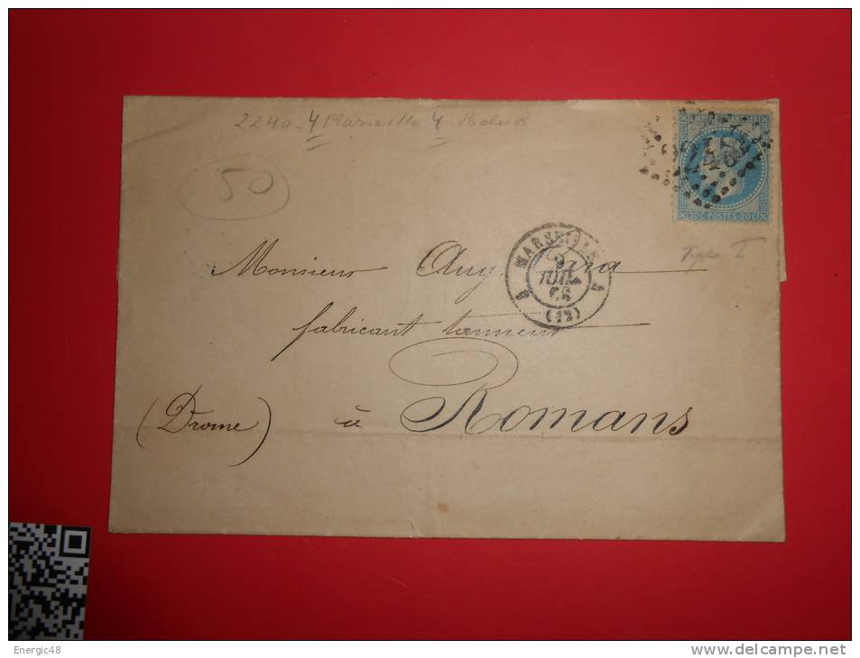 C5;lettre De  Marseille 4,,VERSO; - 1863-1870 Napoléon III Lauré