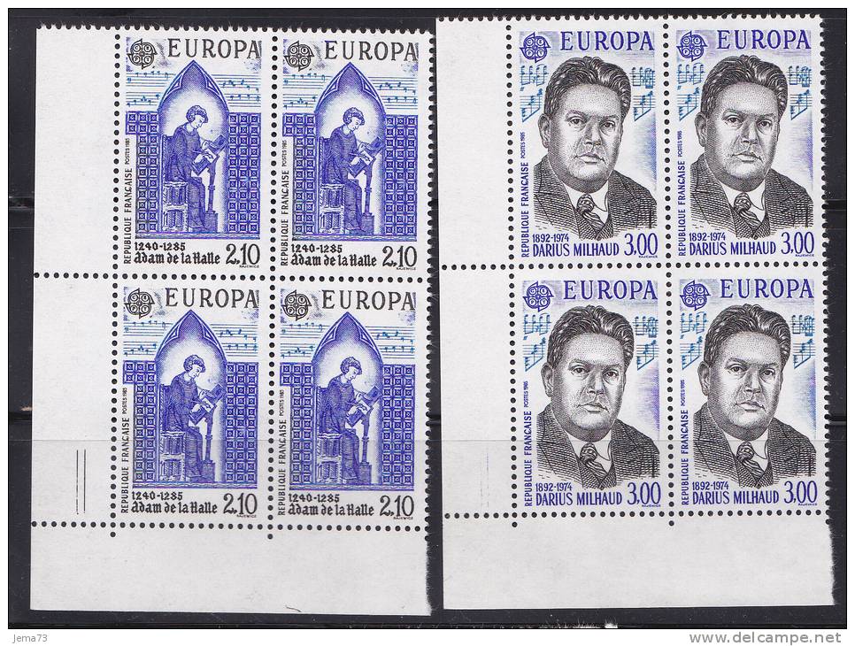 N° 2366 Et 2367 Europa 1985 Blocs De 4 Timbres: Adam De La Halle Trouvère Et Darius Milhaud Commpositeur - Neufs