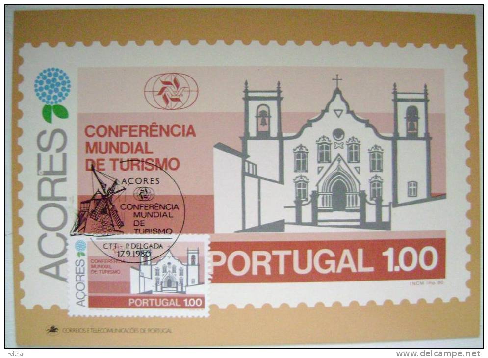 1980 AZORES ACORES PORTUGAL WORLD TOURISM CONFERENCE MAXIMUM CARD 2 - Cartes-maximum (CM)