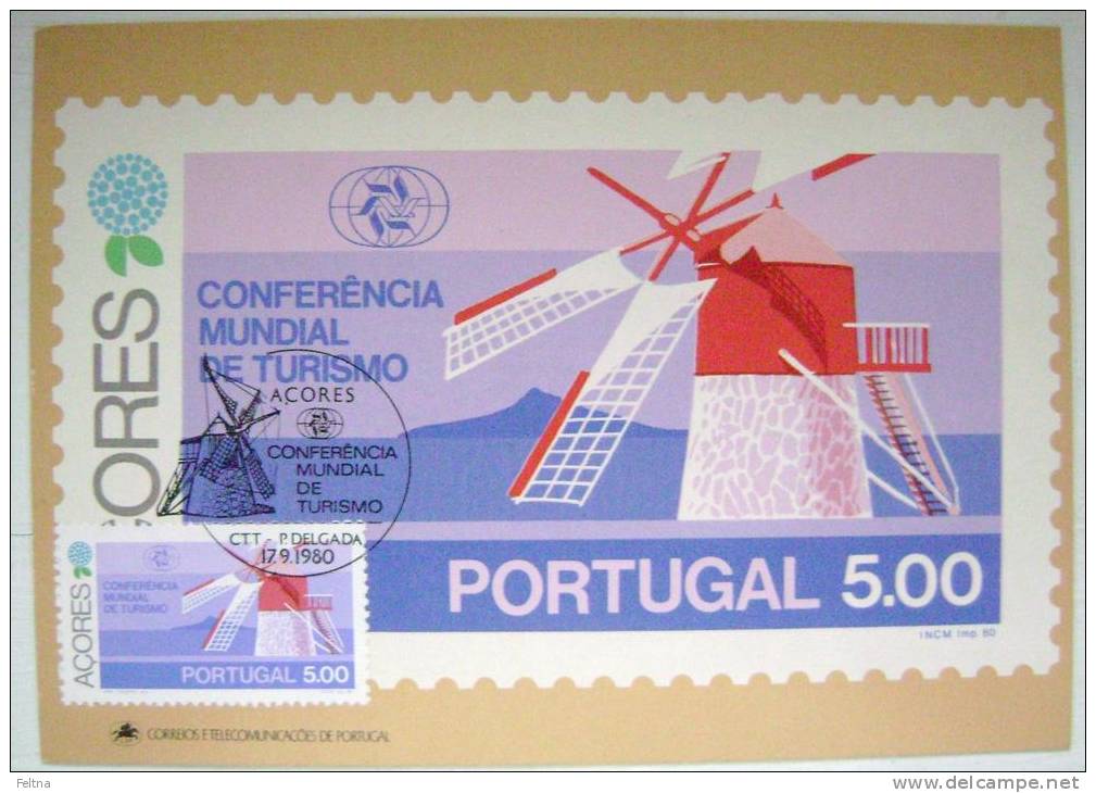 1980 AZORES ACORES PORTUGAL WORLD TOURISM CONFERENCE MAXIMUM CARD 3 - Cartes-maximum (CM)