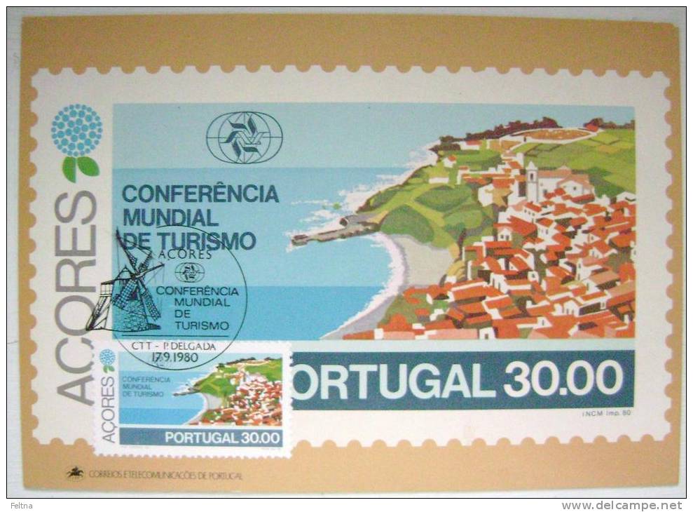 1980 AZORES ACORES PORTUGAL WORLD TOURISM CONFERENCE MAXIMUM CARD MC 6 - Maximum Cards & Covers