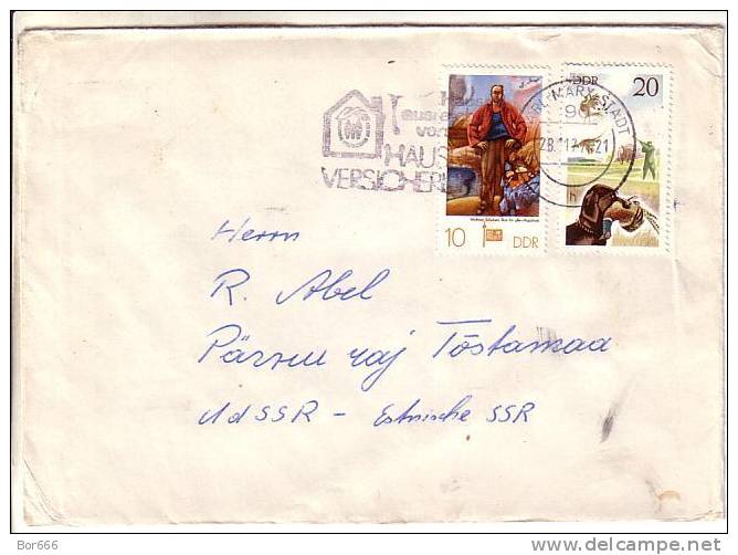 GOOD DDR Postal Cover To ESTONIA 1977 - Good Stamped: Art ; Hunting / Dog - Lettres & Documents