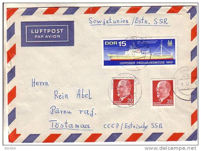GOOD DDR Postal Cover To ESTONIA 1969 - Good Stamped: Ulbricht ; Ship - Cartas & Documentos