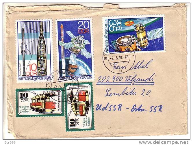 GOOD DDR Postal Cover To ESTONIA 1978 - Good Stamped: Tramway ; Space - Cartas & Documentos